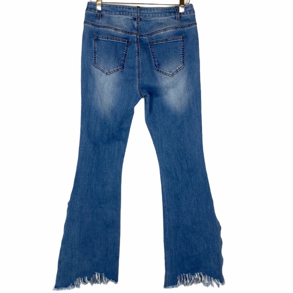 J.ING Jeans Flare Split Raw Hem Frayed High Rise M - Picture 2 of 13